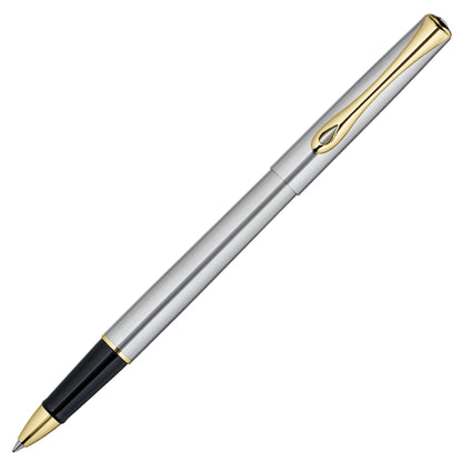 Diplomat Traveller Stainless Steel with Gold Trim Rollerball Pen